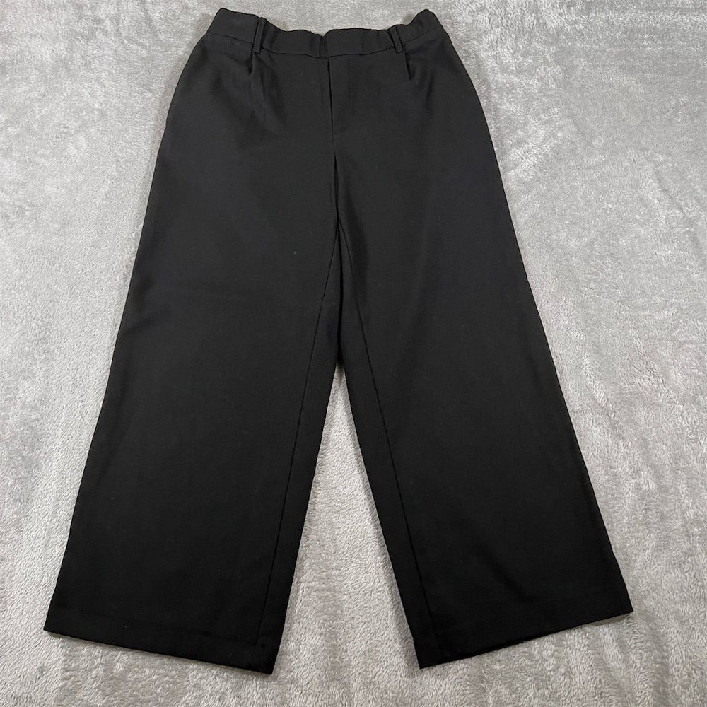 Zara Trafaluc Pants Women's Small Black Wide-Leg Cropped Mid-Rise